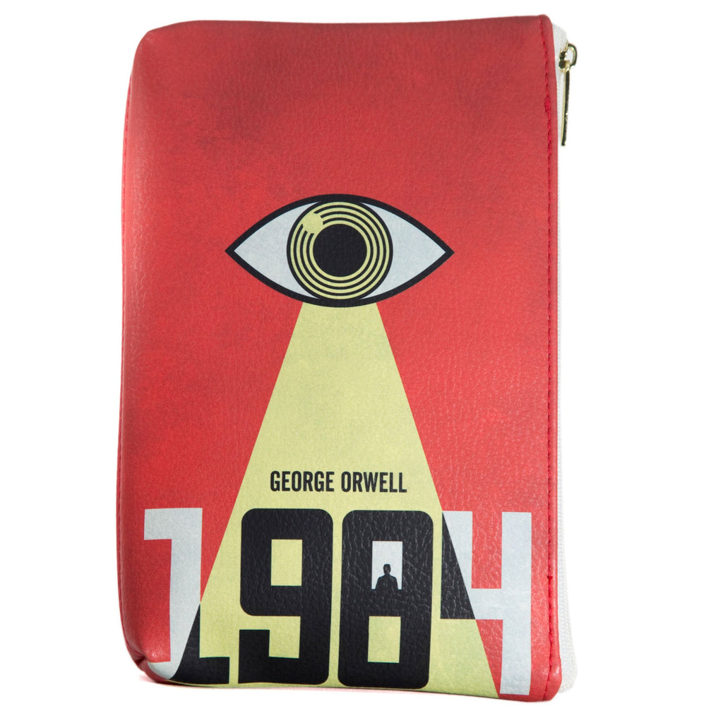 1986 Red and Yellow Pouch Purse by George Orwell featuring Watchful Eye design, by Well Read Co. - Front