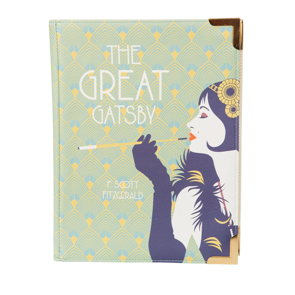 The Great Gatsby Yellow and Green Handbag by F. Scott Fitzgerald featuring Flapper Woman design, by Well Read Co. - Front