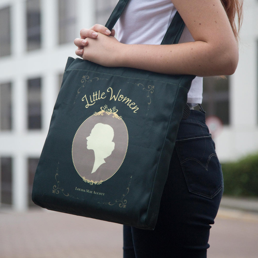 Little Women Green Tote Bag by Louisa May Alcott featuring Young Woman Profile design, by Well Read Co. - Hand