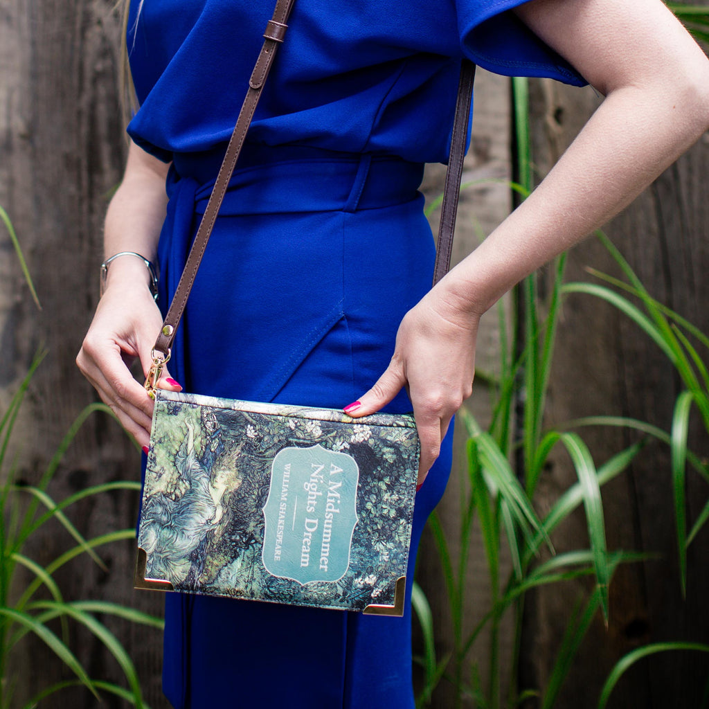 A Midsummer Night's Dream Green Handbag by William Shakespeare featuring Arthur Rackham's Painting, by Well Read Co. - Girl in Blue