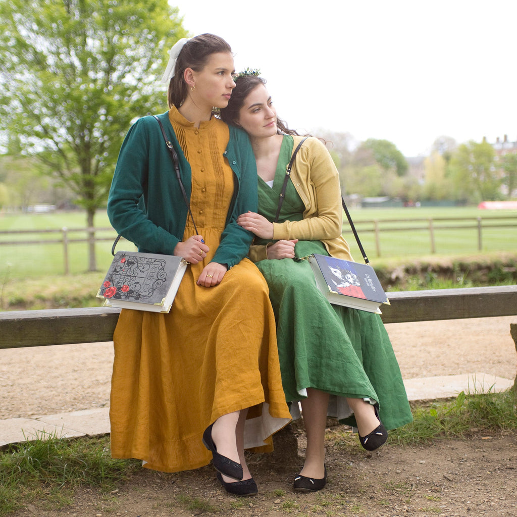 Rebecca Grey Handbag by Daphne du Maurier featuring Ornate Gate covered in Roses design, by Well Read Co. - Two Girls Sitting