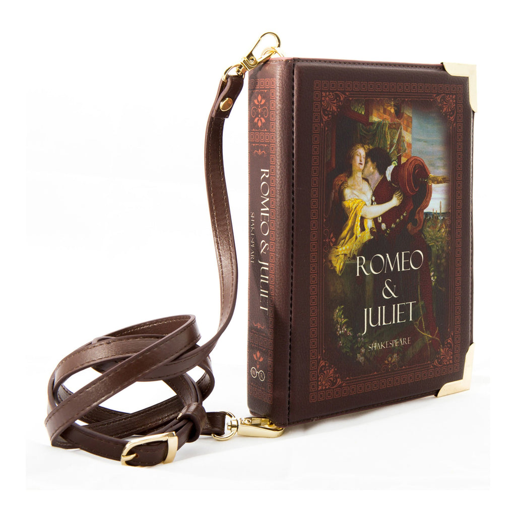 Romeo and Juliet Red Handbag by William Shakespeare featuring Ford Madox Brown's Romeo and Juliet design, by Well Read Co. - Side view