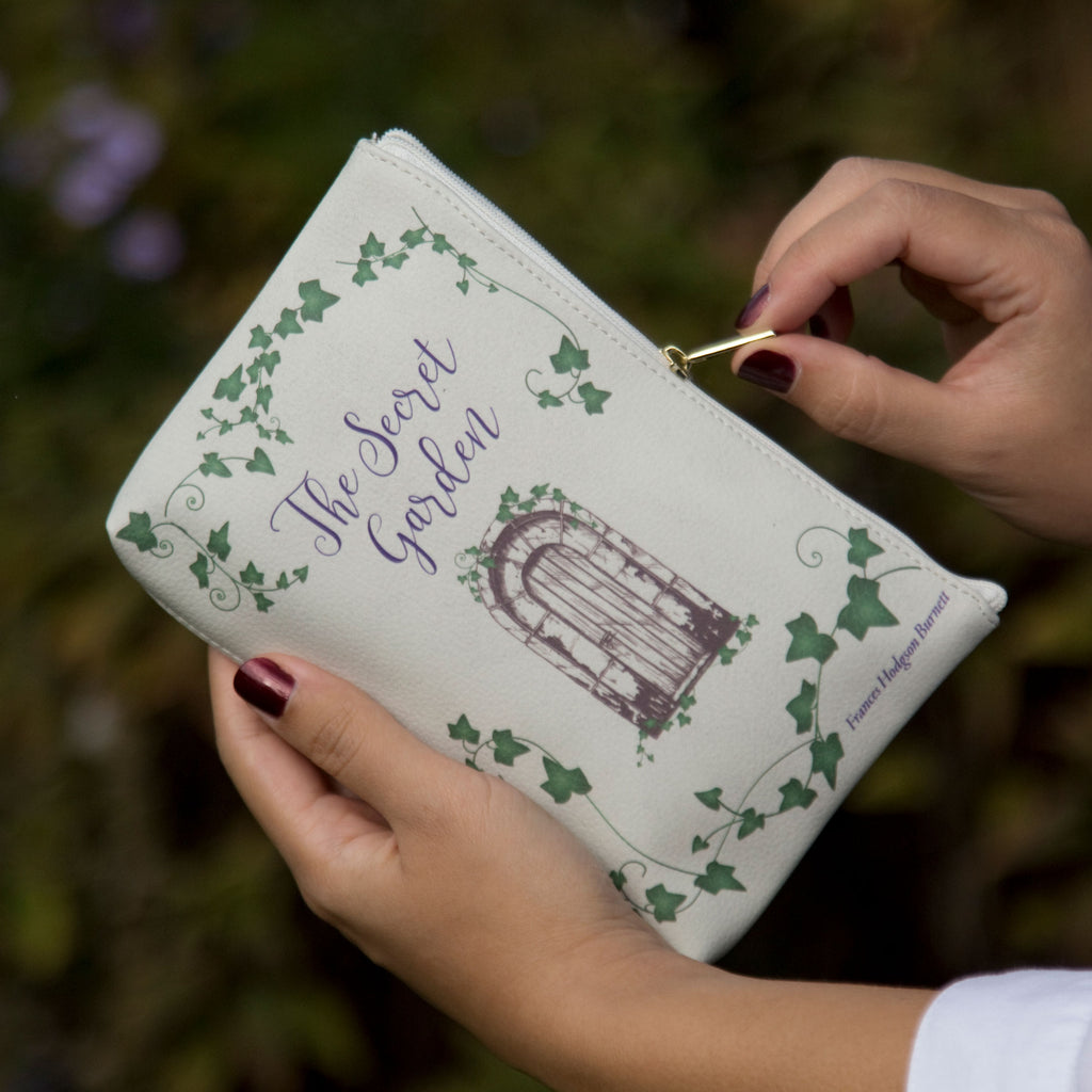 The Secret Garden Green Pouch Purse by F.H. Burnett featuring Ivy-covered Gate design, by Well Read Co. - Hand