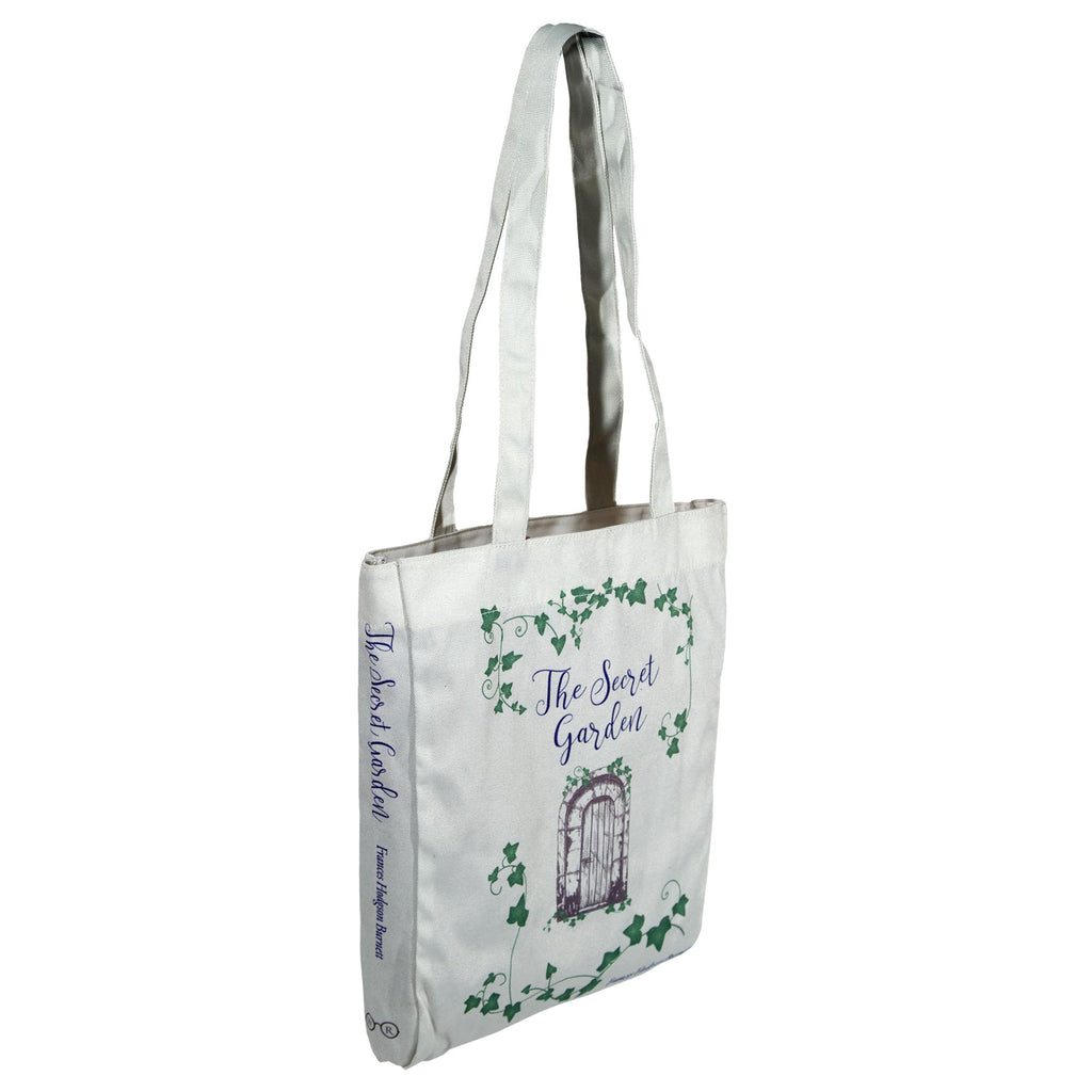 The Secret Garden Grey Tote Bag by F.H. Burnett featuring Gate and Ivy design, by Well Read Co. - Girl Standing