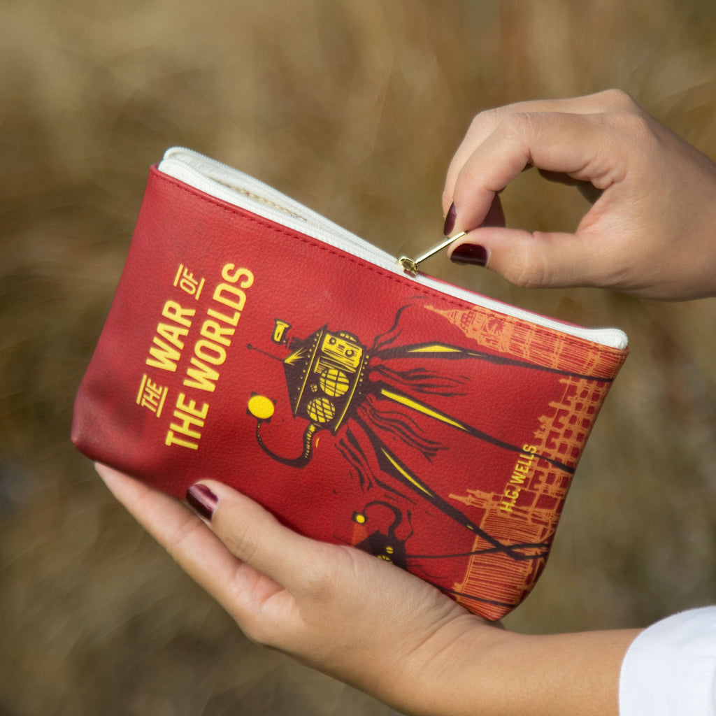 The War of the Worlds Red Pouch Purse by H.G. Wells featuring Martian Tripod design, by Well Read Co. - Hand