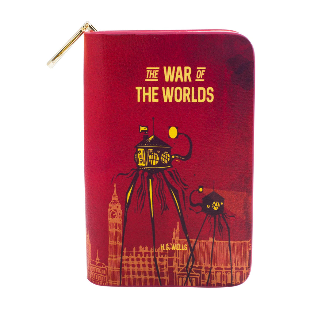The War of the Worlds Red Zip Around Purse by H.G. Wells featuring Alien Tripods design, by Well Read Co. - Back