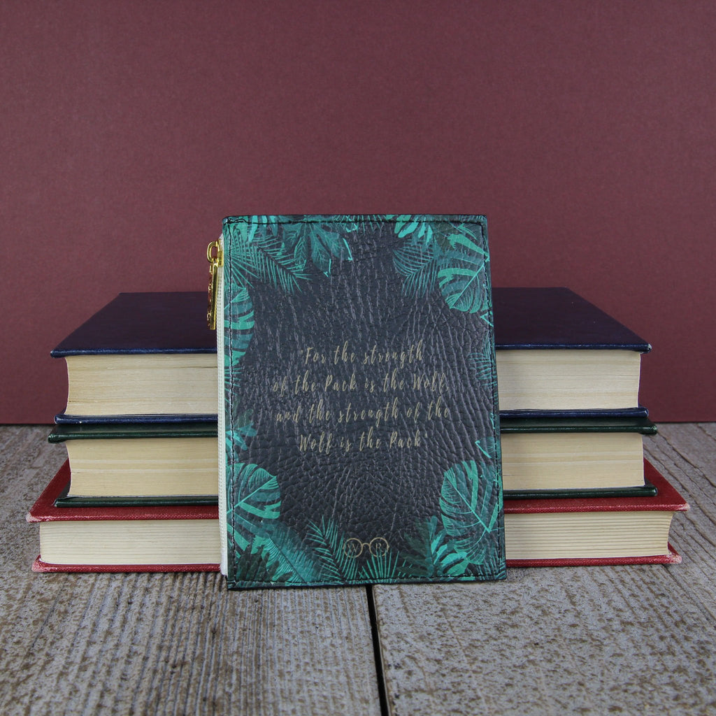 The Jungle Book Black Coin Purse by Rupyard Kipling featuring Jungle Leaves design, by Well Read Co. - Back
