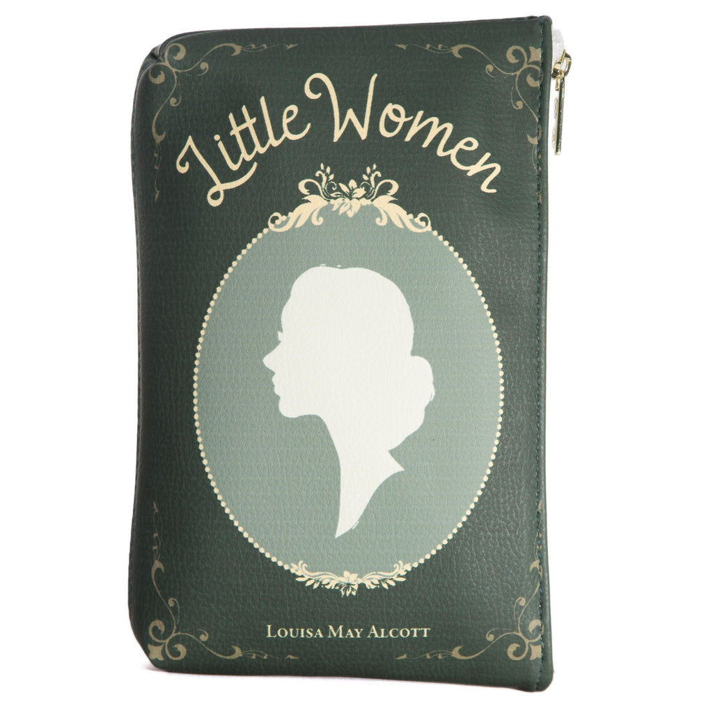 Little Women Green Pouch Purse by Louisa May Alcott featuring Young Woman Profile, by Well Read Co. - Opened Zipper