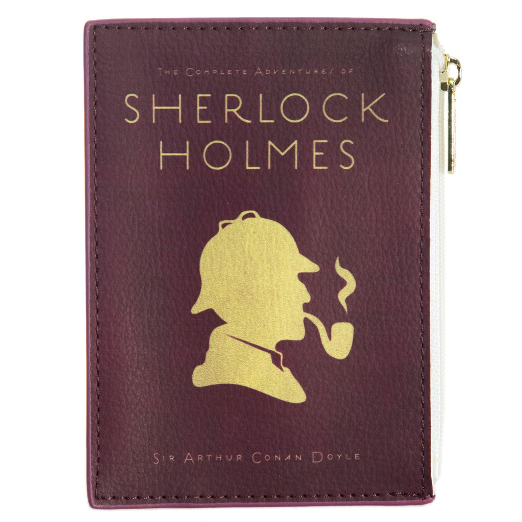 Sherlock Holmes Burgundy Coin Purse by Arthur Conan Doyle featuring Sherlock Holmes Silhouette design, by Well Read Co. - Opened Zipper